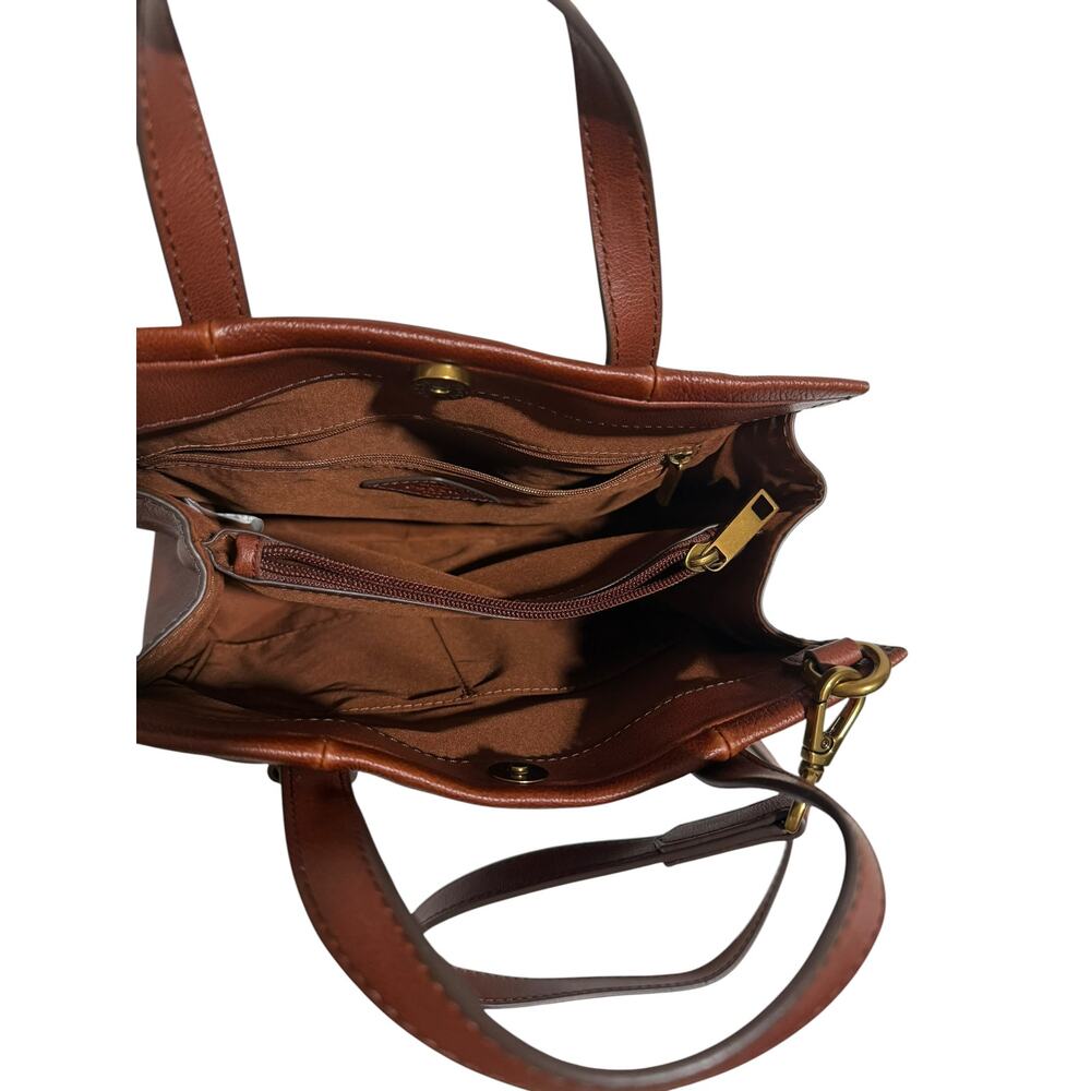 FOSSIL Kingston Satchel Handbag Brown Leather with Crossbody Strap - Picture 6 of 10